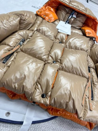 REPLICA MONCLER WOMEN'S PARANA HOODED SHORT DOWN JACKET CAMEL BEIGE #3825 - Image 2