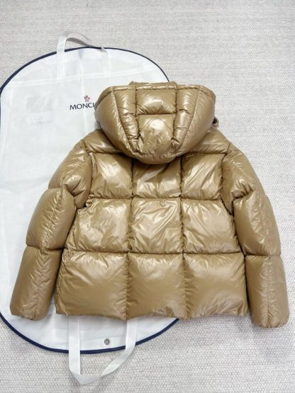 REPLICA MONCLER WOMEN'S PARANA HOODED SHORT DOWN JACKET CAMEL BEIGE #3825 - Image 3