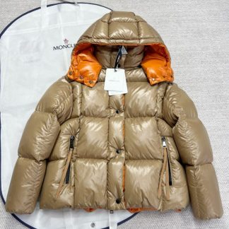 REPLICA MONCLER WOMEN'S PARANA HOODED SHORT DOWN JACKET CAMEL BEIGE #3825