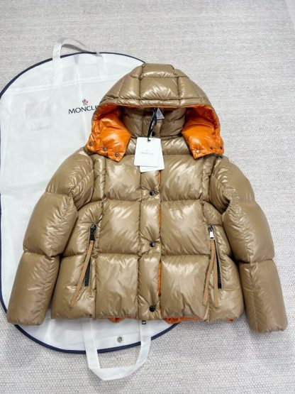 REPLICA MONCLER WOMEN'S PARANA HOODED SHORT DOWN JACKET CAMEL BEIGE #3825