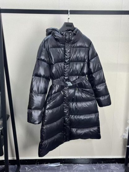 REPLICA MONCLER BELLEVUE HOODED LONG DOWN JACKET BLACK #3898 - Image 7