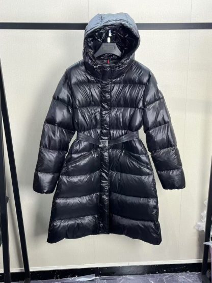REPLICA MONCLER BELLEVUE HOODED LONG DOWN JACKET BLACK #3898