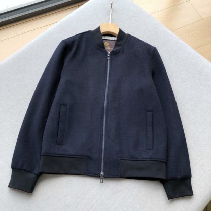 Replica Loro Piana Men's Cashmere LP Ivy Bomber Jacket Navy Blue #3902