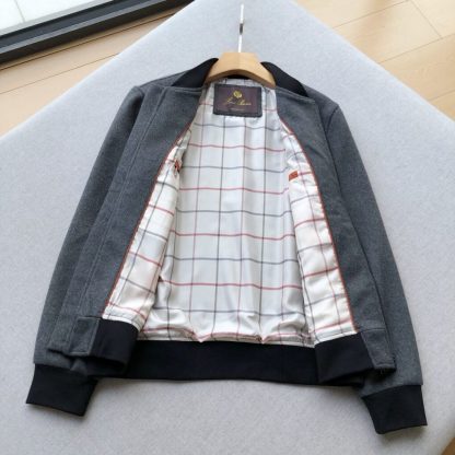  Loro Piana Men's Cashmere LP Ivy Bomber Jacket Gray Melange #3900 - Image 4