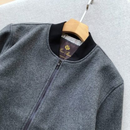  Loro Piana Men's Cashmere LP Ivy Bomber Jacket Gray Melange #3900 - Image 6