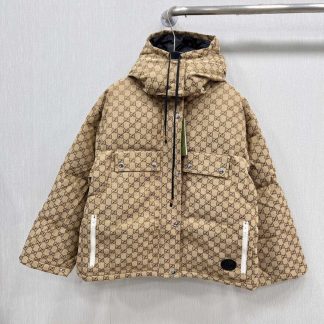 REPLICA GUCCI WOMEN'S GG COTTON CANVAS PUFFER JACKET #3836