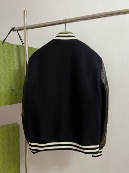 REPLICA GUCCI MEN'S WOOL AND LEATHER VARSITY JACKET REAL LEATHER #3840 - Image 4