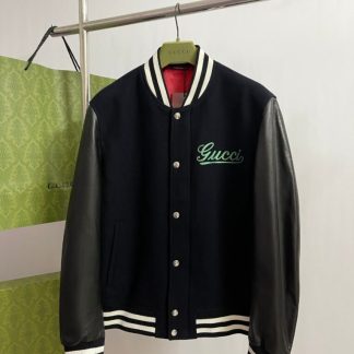 Replica GUCCI MEN'S WOOL AND LEATHER VARSITY JACKET #3840