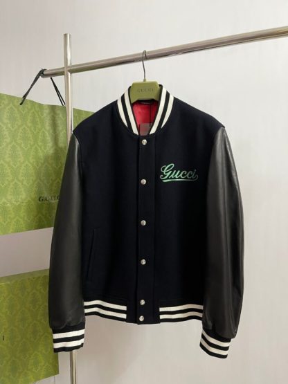 Replica GUCCI MEN'S WOOL AND LEATHER VARSITY JACKET #3840
