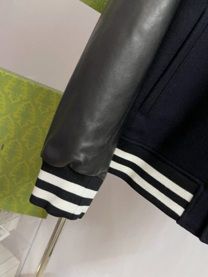 REPLICA GUCCI MEN'S WOOL AND LEATHER VARSITY JACKET REAL LEATHER #3840 - Image 6