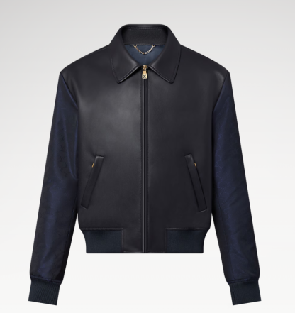 Replica Louis Vuitton Leather Mix Blouson Jacket 1AFQL3 #4011