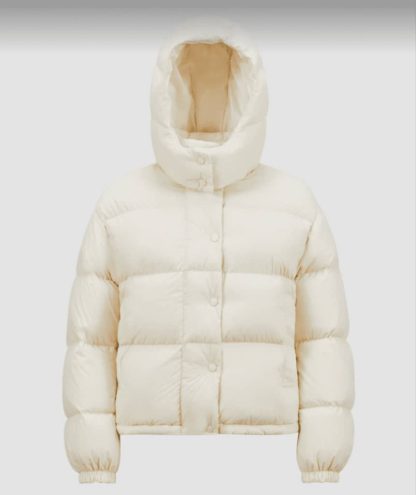 REPLICA MONCLER WOMEN'S ETTORE HOODED TEXTURED SHORT DOWN JACKET WHITE #4133