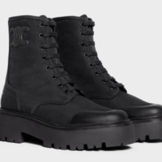 REPLICA CELINE BULKY LACED UP BOOT IN NYLON AND SHINY BULL #3920