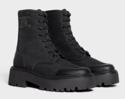 REPLICA CELINE BULKY LACED UP BOOT IN NYLON AND SHINY BULL #3920