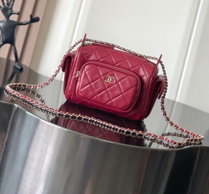 REPLICA CHANEL SMALL CAMERA CASE BURGUNDY #4047