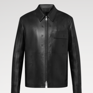 Replica Louis Vuitton LV Blason Embroidered Leather Overshirt 1AFYFP #4008