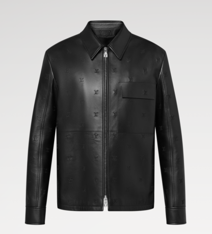 Replica Louis Vuitton LV Blason Embroidered Leather Overshirt 1AFYFP #4008