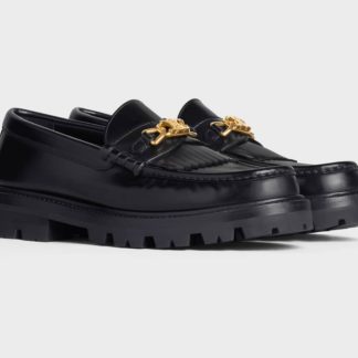 REPLICA CELINE MARGARET LOAFER WITH TRIOMPHE CHAIN IN POLISHED BULL #3923