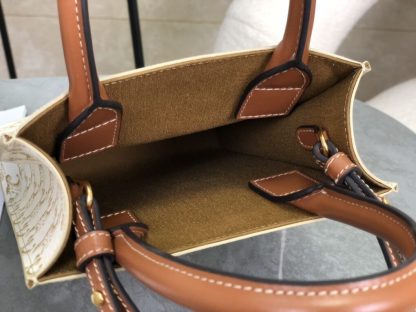 REPLICA CELINE MINI VERTICAL CABAS IN TRIOMPHE CANVAS AND CALFSKIN WITH CELINE PRINT 194372 WHITE #3965 - Image 12