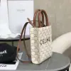 REPLICA CELINE MINI VERTICAL CABAS IN TRIOMPHE CANVAS AND CALFSKIN WITH CELINE PRINT 194372 WHITE #3965 - Image 13