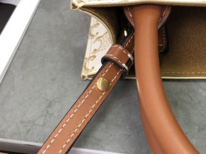 REPLICA CELINE MINI VERTICAL CABAS IN TRIOMPHE CANVAS AND CALFSKIN WITH CELINE PRINT 194372 WHITE #3965 - Image 14