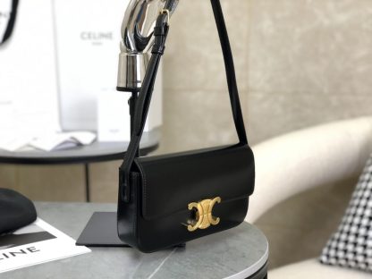 REPLICA CELINE SHOULDER BAG CLAUDE IN SHINY CALFSKIN BLACK #3951 - Image 11