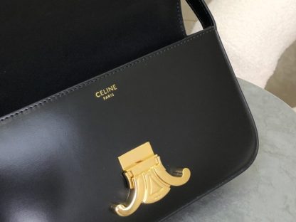 REPLICA CELINE SHOULDER BAG CLAUDE IN SHINY CALFSKIN BLACK #3951 - Image 14