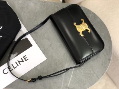 REPLICA CELINE SHOULDER BAG CLAUDE IN SHINY CALFSKIN BLACK #3951 - Image 18