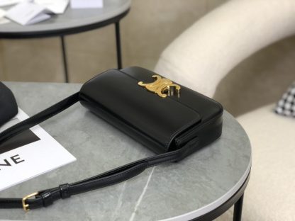 REPLICA CELINE SHOULDER BAG CLAUDE IN SHINY CALFSKIN BLACK #3951 - Image 12