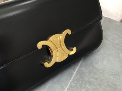 REPLICA CELINE SHOULDER BAG CLAUDE IN SHINY CALFSKIN BLACK #3951 - Image 10