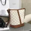 REPLICA CELINE SMALL BUCKET IN TRIOMPHE CANVAS AND CALFSKIN 191442 WHITE #3963 - Image 8