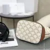REPLICA CELINE SMALL BUCKET IN TRIOMPHE CANVAS AND CALFSKIN 191442 WHITE #3963 - Image 11