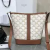 REPLICA CELINE SMALL BUCKET IN TRIOMPHE CANVAS AND CALFSKIN 191442 WHITE #3963 - Image 2