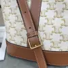 REPLICA CELINE SMALL BUCKET IN TRIOMPHE CANVAS AND CALFSKIN 191442 WHITE #3963 - Image 16