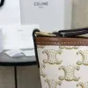 REPLICA CELINE SMALL BUCKET IN TRIOMPHE CANVAS AND CALFSKIN 191442 WHITE #3963 - Image 4