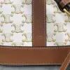 REPLICA CELINE SMALL BUCKET IN TRIOMPHE CANVAS AND CALFSKIN 191442 WHITE #3963 - Image 5