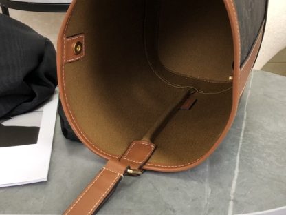 REPLICA CELINE SMALL BUCKET IN TRIOMPHE CANVAS AND CALFSKIN 191442 TAN #3964 - Image 8