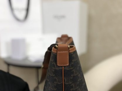 REPLICA CELINE SMALL BUCKET IN TRIOMPHE CANVAS AND CALFSKIN 191442 TAN #3964 - Image 14