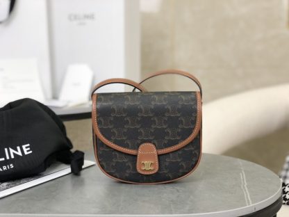 REPLICA CELINE MINI BESACE IN TRIOMPHE CANVAS AND CALFSKIN 196702 TAN #3955