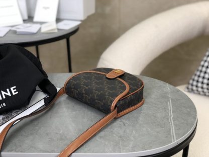REPLICA CELINE MINI BESACE IN TRIOMPHE CANVAS AND CALFSKIN 196702 TAN #3955 - Image 13