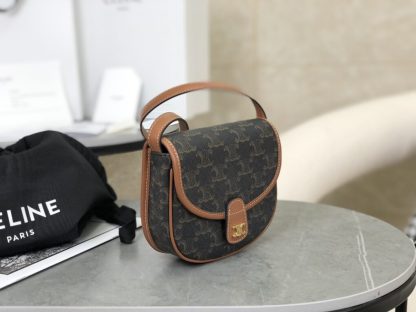 REPLICA CELINE MINI BESACE IN TRIOMPHE CANVAS AND CALFSKIN 196702 TAN #3955 - Image 16