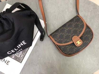 REPLICA CELINE MINI BESACE IN TRIOMPHE CANVAS AND CALFSKIN 196702 TAN #3955 - Image 17