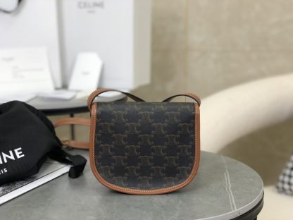 REPLICA CELINE MINI BESACE IN TRIOMPHE CANVAS AND CALFSKIN 196702 TAN #3955 - Image 18