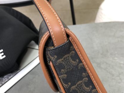 REPLICA CELINE MINI BESACE IN TRIOMPHE CANVAS AND CALFSKIN 196702 TAN #3955 - Image 4