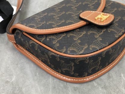 REPLICA CELINE MINI BESACE IN TRIOMPHE CANVAS AND CALFSKIN 196702 TAN #3955 - Image 5