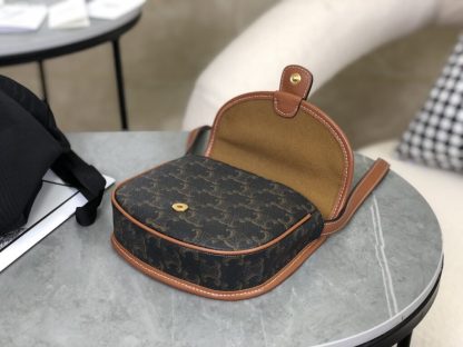REPLICA CELINE MINI BESACE IN TRIOMPHE CANVAS AND CALFSKIN 196702 TAN #3955 - Image 8