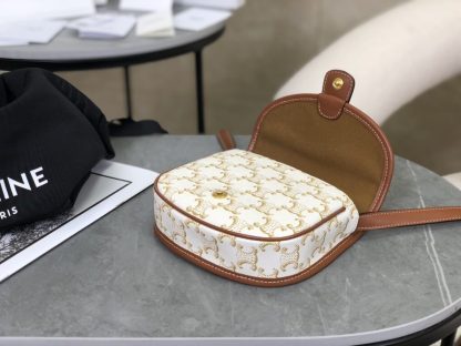 REPLICA CELINE MINI BESACE IN TRIOMPHE CANVAS AND CALFSKIN 196702 WHITE #3954 - Image 13