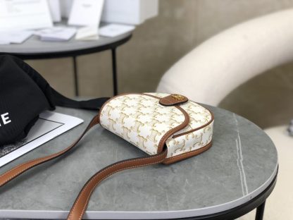 REPLICA CELINE MINI BESACE IN TRIOMPHE CANVAS AND CALFSKIN 196702 WHITE #3954 - Image 12