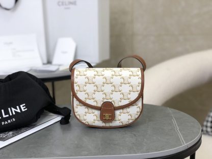 REPLICA CELINE MINI BESACE IN TRIOMPHE CANVAS AND CALFSKIN 196702 WHITE #3954