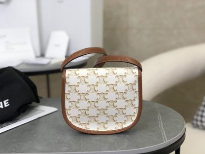 REPLICA CELINE MINI BESACE IN TRIOMPHE CANVAS AND CALFSKIN 196702 WHITE #3954 - Image 14
